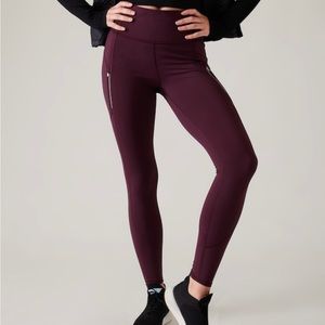 Burgundy (spiced cabernet) high-compression fabric with brushed interior tights
